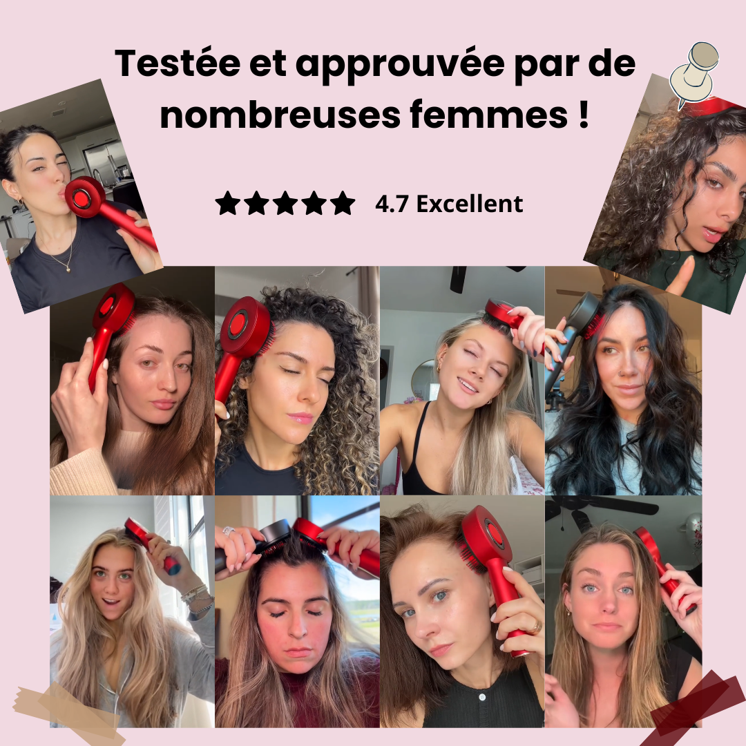 Brosse de stimulation capillaire 3 en 1